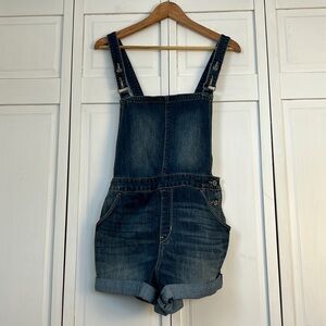 Levi’s Denizen Jean Overall Shorts Light - Medium Wash Large EUC